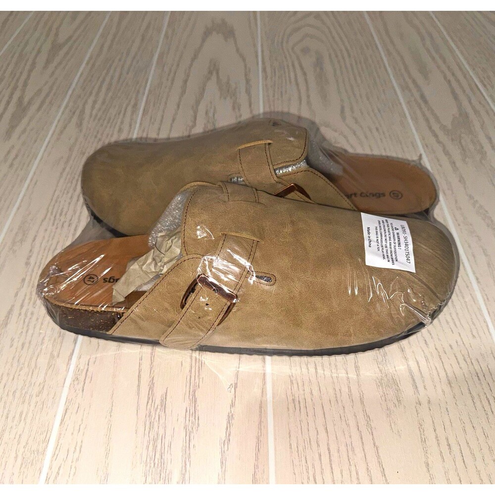 Men’s Beige Faux Suede Clog Slip-On Closed Toe Shoe Size Euro 47/US 13